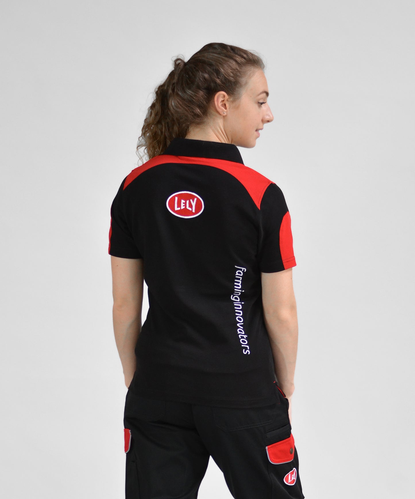 Polo dames zwart-rood XS