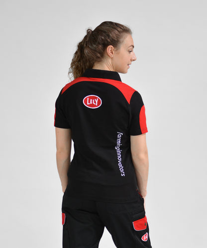 Polo dames zwart-rood XS
