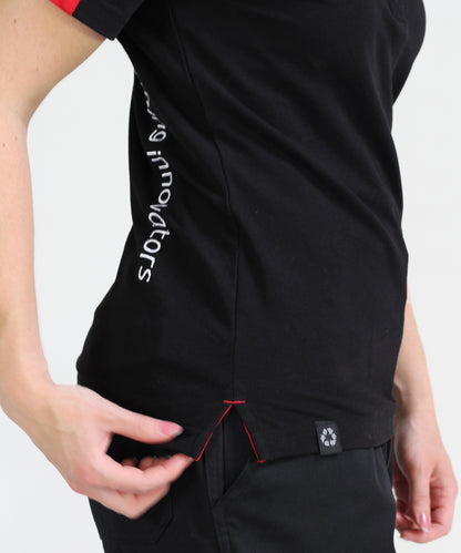 Polo dames zwart-rood XS