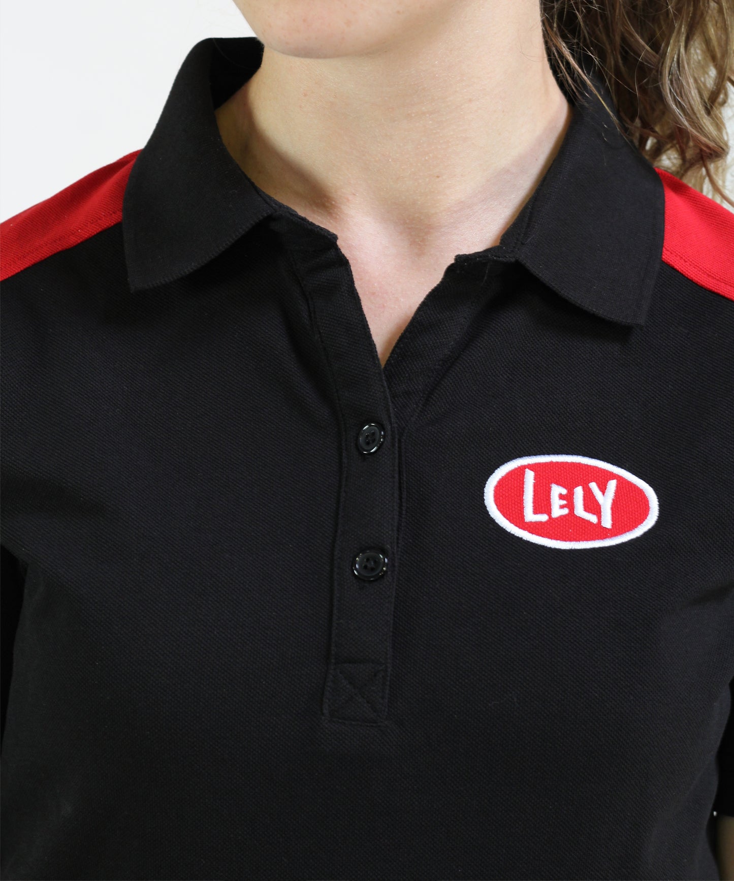 Polo dames zwart-rood XS