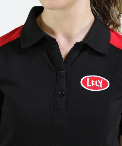 Polo dames zwart-rood XS