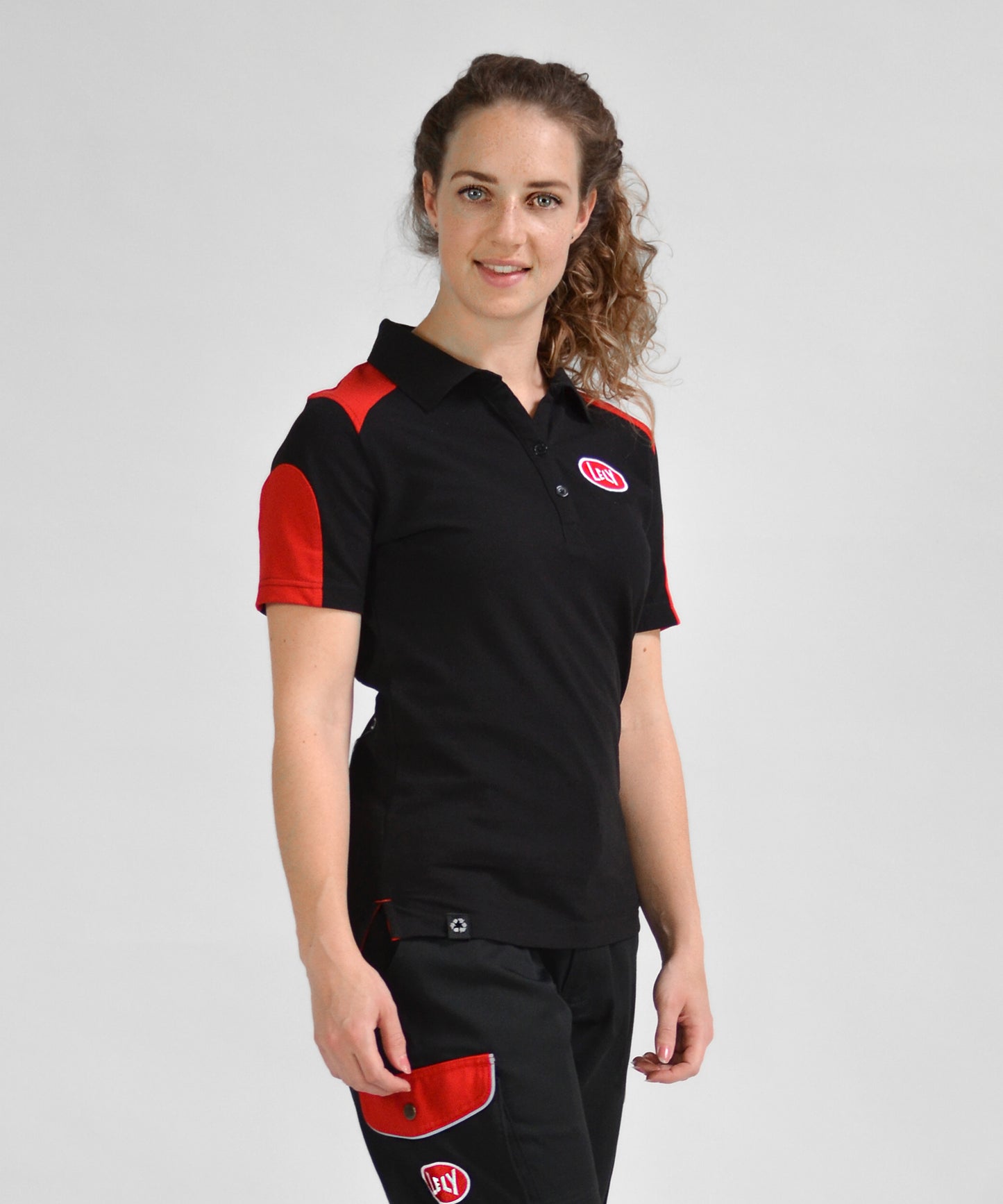 Polo dames zwart-rood XS