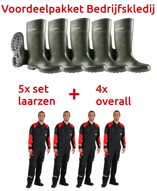 Bedrijfspakket (5 sets laarzen + 4 overalls)