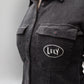 Ribfluweel blouse grijs dames